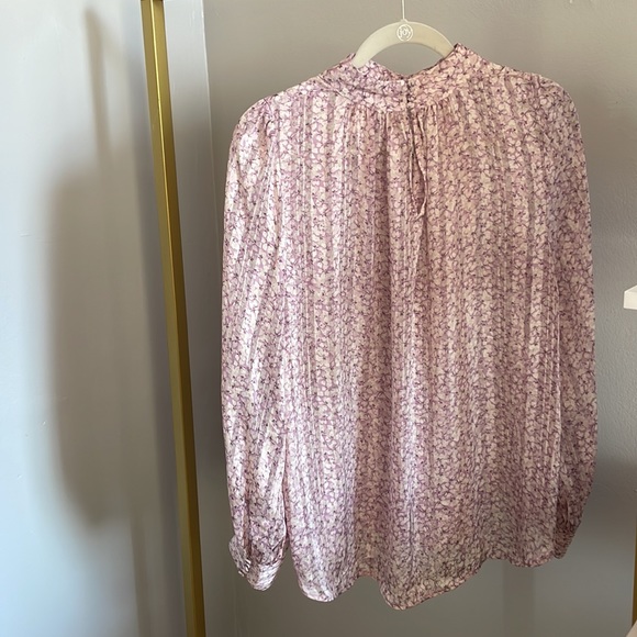 H&M lilac long sleeve blouse with a white floral print and mock neck - Picture 2 of 5